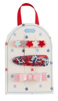 Set of Three Red White and Blue Five Stars Hair Clips by Mud Pie