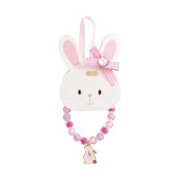 Pink Bow Bunny Bracelet With Ring by Mud Pie