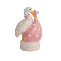3.5" LED Pink Stork Sitter by Mud Pie