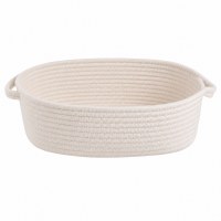 Large White Oval Fabric Basket by Mud Pie