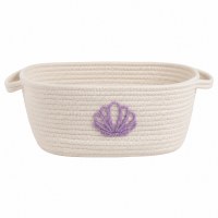 Large Purple Seashell Oval Fabric Basket by Mud Pie