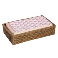 8.5" x 5" Brown Resin Faux Woven Guest Towel Holder With Guest Towels by Mud Pie
