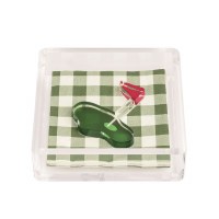 6" Sq Clear Acrylic Golf Beverage Napkin Holder With Napkins by Mud Pie