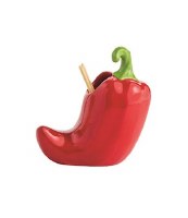 Ceramic Red Pepper Toothpick Holder With Toothpicks by Mud Pie
