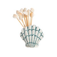 3" Ceramic Shell Toothpick Holder With Shell Toothpicks by Mud Pie
