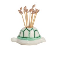 3" Ceramic Turtle Toothpick Holder With Shell Toothpicks by Mud Pie