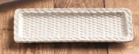 12" x 4.5" White Ceramic Braided Edge Tray by Mud Pie
