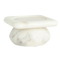4" White Marble Pillar Candleholdaer by Mud Pie