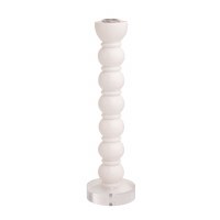 10" White Bauble With Clear Base Taper Candleholder by Mud Pie