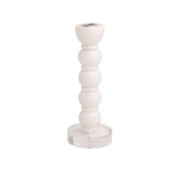 7.5" White Bauble With Clear Base Taper Candleholder by Mud Pie