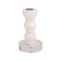 5" White Bauble With Clear Base Taper Candleholder by Mud Pie