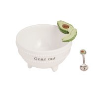 4.5" "Guac On!" Ceramic Guac Dip Bowl With Spoon by Mud Pie