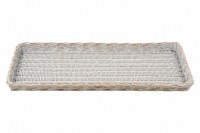 12" x 36" White Washed Wicker Tray by Mud Pie