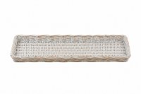 9" x 32" White Washed Wicker Tray by Mud Pie