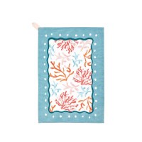 21" x 14"  Blue Multi Color Coral Kitchen Towel by Mud Pie