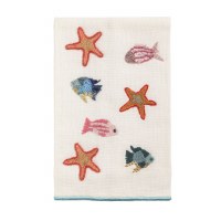 21" x 14" Starfish and Fish Beaded Kitchen Towel by Mud Pie
