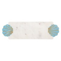 6" x 15" Blue and White Shell Handle Marble Board by Mud Pie