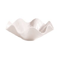 12" Round White Ruffle Melamine Bowl by Mud Pie