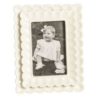 4" x 6" White Curvy Ceramic Photo Frame by Mud Pie