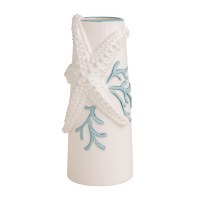 6" White and Blue Starfish Ceramic Bud Vase by Mud Pie