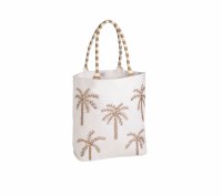18" x 15" White Palm Tote by Mud Pie