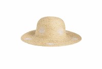 3.5" White Shell Brim Hat by Mud Pie