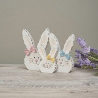 15" Bunny Family Heads Polyresin Statue