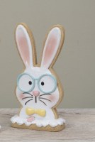 7" Polyresin Blue Glasses Cookie Bunny