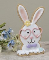 7" Polyresin Pink Glasses Cookie Bunny