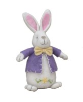 9" Fabric Bunny Wearing a Purople Coat