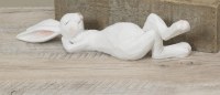 12" Polyresin White Lay Down Lounging Bunny