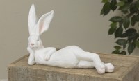 12" Polyresin White Head Up Lounging Bunny
