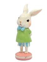 6.5" Polyresin Green Shirt Boy Bunny
