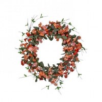 24" Round Faux Orange Flower Wreath