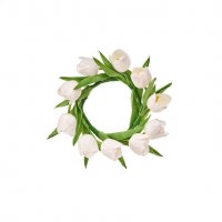 4.5" Faux White Tulip Candle Ring