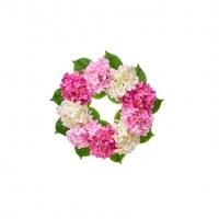 20" Round Faux Pink and White Hydrangea Wreath