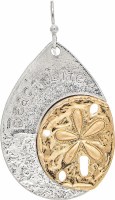Silver and Gold "Beach Life" Sand Dollar Drop Earrings