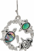 Silver and Abalone Turtles Ring Earrings