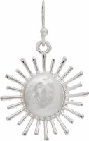 Silver Freshwater Pearl Sunburst Earrings