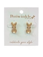 Gold and White Faux Pearl Bunny Earrings