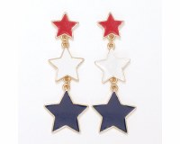 Red White Blue Star Drop Earrings