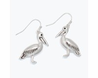Antiqued Silver Pelican Earrings