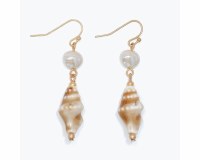 Gold Ceramic Conch Earrings