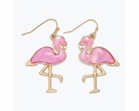 Gold and Pink Mother of Pearl Flamingo Earrings