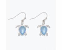 Silver with Blue Bling Turtle Earrings