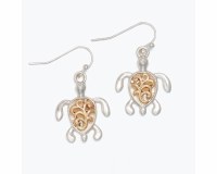 Silver Turtle With Gold Swirl Earrings