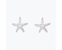 Hammered Silver Starfish Earrings