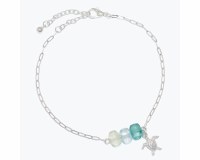 Silver Turtle Sea Glass Anklet