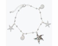 Silver Starfish With Abalone Inlay Charm Bracelet