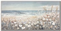 30" x 60" Sea of Daisies Coastal Canvas Framed